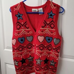 Capacity Women's Vest Size: Medium Sleeveless Hearts Button